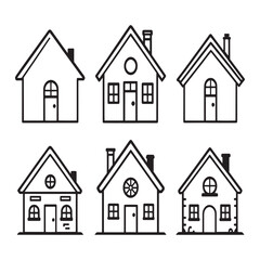 house exterior simple line art vector drawing concept