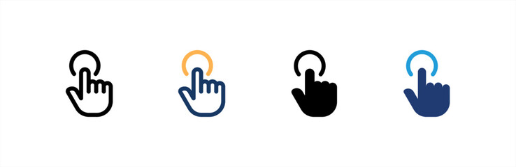 Click icon set multiple style collection. Vector illustration.
