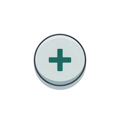 Obraz premium A simple illustration of a plus sign inside a white button with a gray border on a black background on transparent background