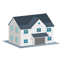 Isometric Modern Suburban Family House Vector for Real Estate or Architecture