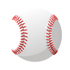 Realistic White Baseball Vector with Red Stitching Isolated on White Background