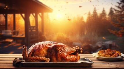 Festive thanksgiving day background featuring generous copy space for personalized messages