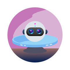 Cute Floating Spherical Robot Character or Chatbot Avatar Icon Vector