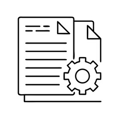 Document Processing and Settings Line Icon. File Management and Configuration Symbol