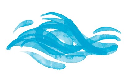 Abstract watercolor painting of blue waves on paper with a sea or ocean motif. Ocean waves watercolor background.