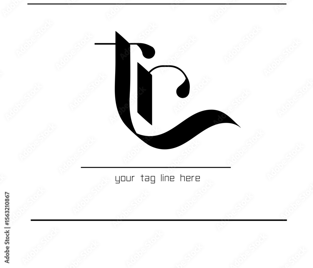 Fototapete TR Script Logo – Elegant Monogram Emblem with T and R Letters