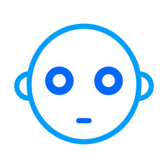 Minimal Baby or User Profile Head Icon in Blue Outline Style