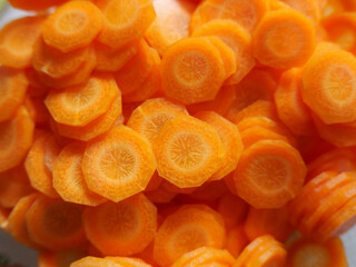 sliced carrots full frame top view background