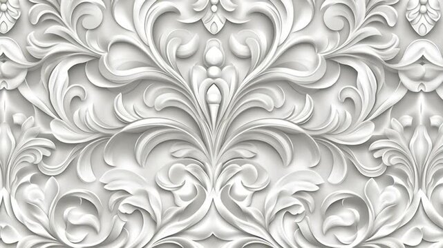 Ornate white relief floral design