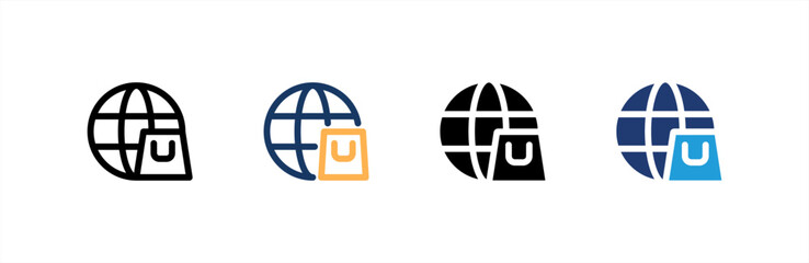 Ecommerce icon set multiple style collection. Vector illustration.