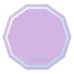Purple Decagon-Shaped Text Frame with Glass Effect and Carved Design, Isolated on White Background