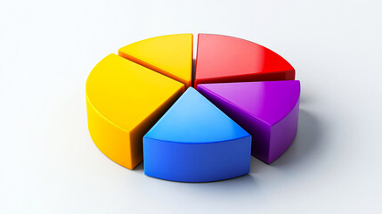 Fototapeta premium Vibrant segmented pie chart showcases data analysis, depicting market share representation and business growth opportunities