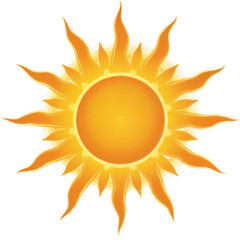 Naklejka premium A vibrant, blazing sun with radiating rays, symbolizing warmth, energy, and a clear, bright sunny day.