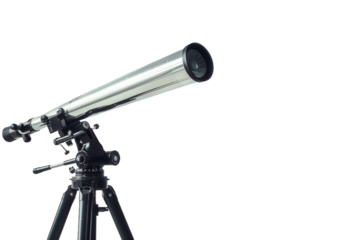 Sleek telescope on tripod prepared for nighttime celestial observations.