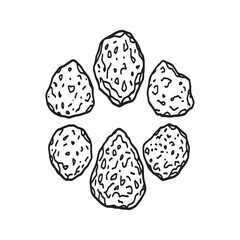 Minimal granite rock outline drawing for design use