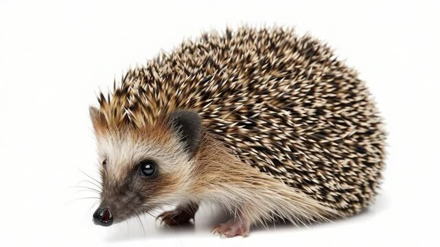 A small hedgehog sitting on top of a white surface, great for use in designs about animals, nature, or simplicity