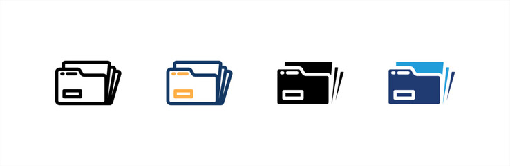 Obraz premium Folder icon set multiple style collection. Vector illustration.