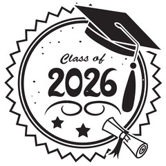 Graduation badge class of twenty six diploma scroll