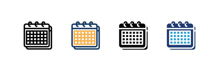 Timetable icon set multiple style collection. Vector illustration.