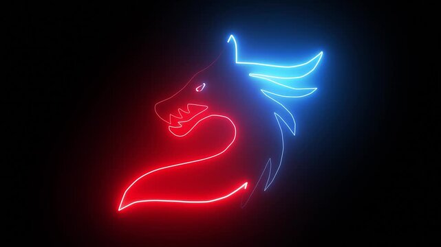 Glowing neon Heraldic icon isolated on black background. HD Video motion graphic animation