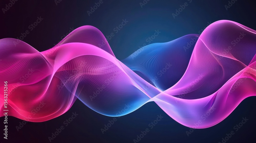 Poster dynamic wave patterns digital space abstract design colorful environment aerial view visual concept 