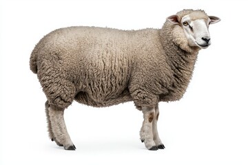Naklejka premium Sheep standing against white background