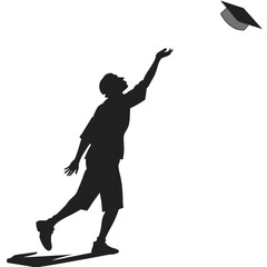 Silhouette of graduate tossing cap into sky graduation