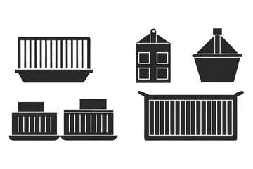 set of Container silhouette vector illustration