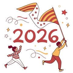 Festive celebration with year twenty six 2026 people