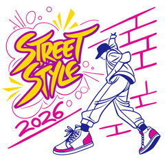 Bold graffiti street style dancer with neon accents