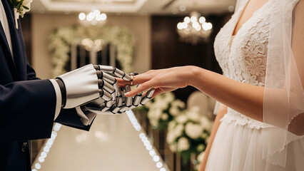  ロボットと⼈間の結婚指輪交換