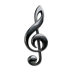 Shiny metallic treble clef isolated on transparent background