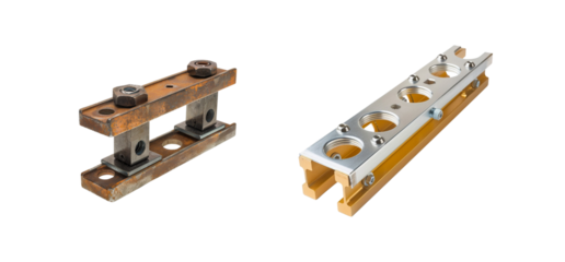 Comparison of a Rusted a New Terminal Block on transparent background