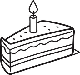 Birthday Cake Slice Outline