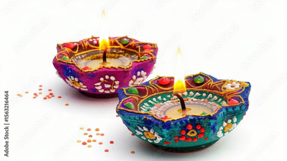 Poster Two small candles placed on a table with a simple and intimate atmosphere