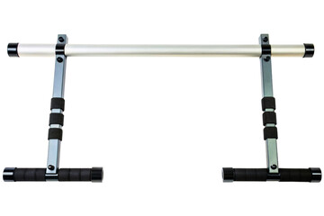 Wall-mounted metal pull-up bar for home gym workouts isolated with transparent background