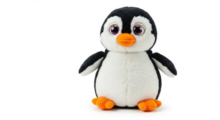 Fototapeta premium 愛らしいペンギンぬいぐるみ 優しい光で輝く白いお腹. AI Generated