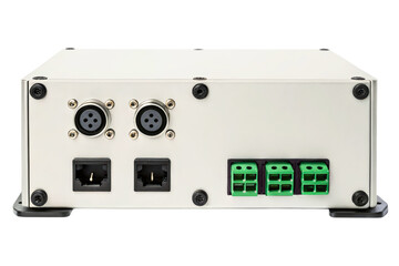 Obraz premium Rear panel of an audio interface with various connectors isolated with transparent background