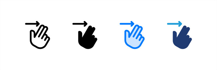 Swipe Right icon set multiple style collection. Vector illustration.