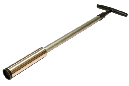 Long metal probe with a T handle for soil sampling isolated with transparent background
