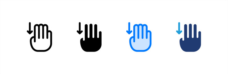 Swipe Down icon set multiple style collection. Vector illustration.