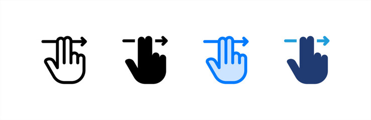 Swipe Left icon set multiple style collection. Vector illustration.