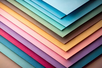 Fototapeta premium A stack of colorful paper sheets in various pastel shades creates a visually appealing texture