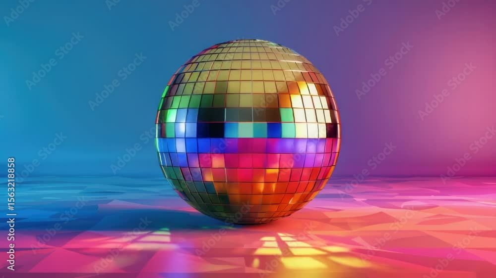 Poster A shiny disco ball sits atop a textured tile floor, ready to reflect light and add sparkle to any setting