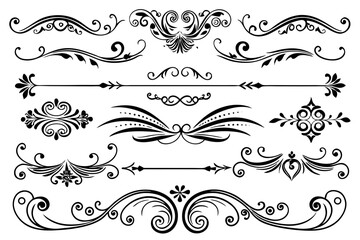 Vintage Ornate Decorative Dividers with Elegant Swirls for Classic Borders, Frames, Invitations, and Graphic Design