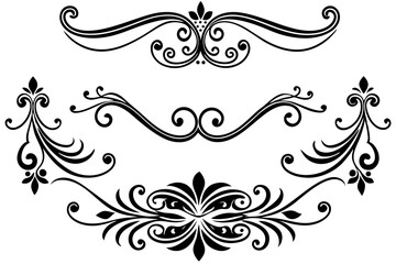 Vintage Ornate Decorative Dividers with Elegant Swirls for Classic Borders, Frames, Invitations, and Graphic Design