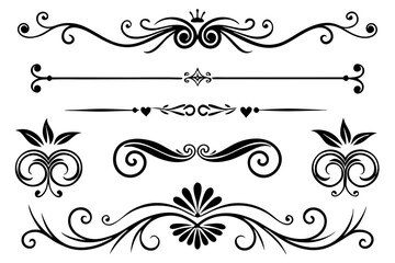 Vintage Ornate Decorative Dividers with Elegant Swirls for Classic Borders, Frames, Invitations, and Graphic Design