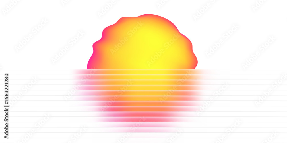 Poster glass gradient circle with neon yellow glow and reeded ribbed effect for abstract shape or tech back