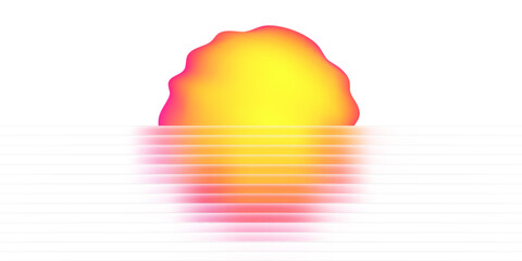 Glass gradient circle with neon yellow glow and reeded ribbed effect for abstract shape or tech background. Vibrant fluid blob with lines and blend. Vector with texture. © RDVector