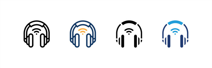 Headphones icon set multiple style collection. Vector illustration.